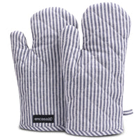 Cotton Ticking Navy Blue Oven Gloves (Pack of 2)