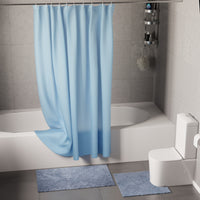 Polyester Blue Shower Curtain + Bathmat (Pack of 3)