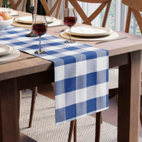 Cotton Buffalo Blue Checks Table Runner (Pack of 1)