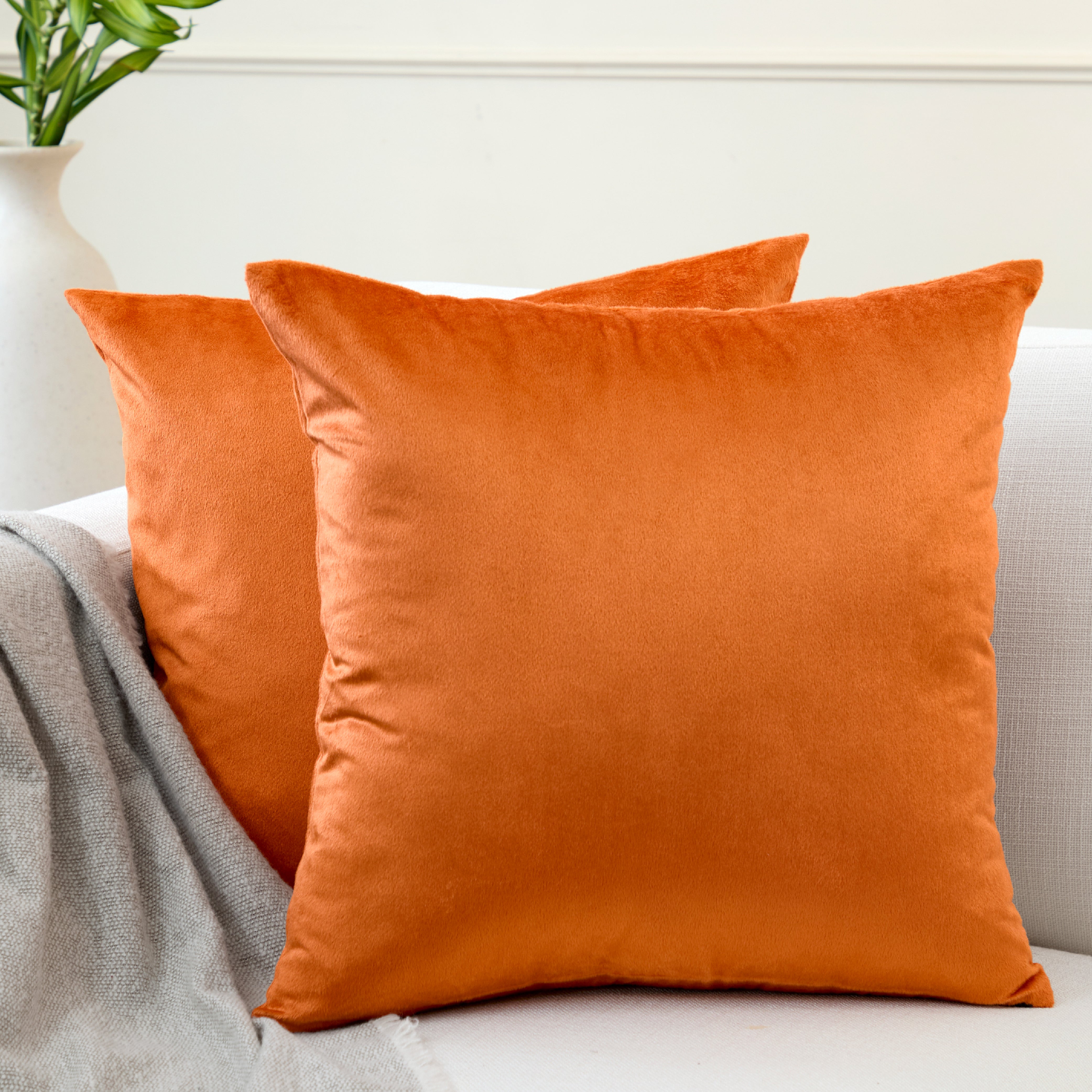 Velvet Orange Cushion Cover (Pack of 2)