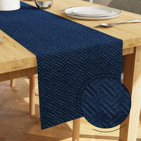 Quilted Velvet Navy Blue Table Runner