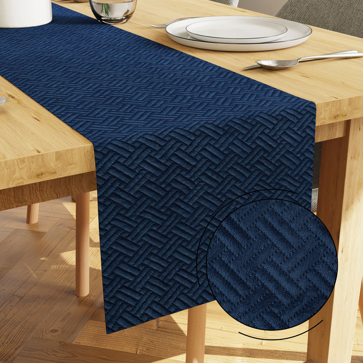 Quilted Velvet Navy Blue Table Runner