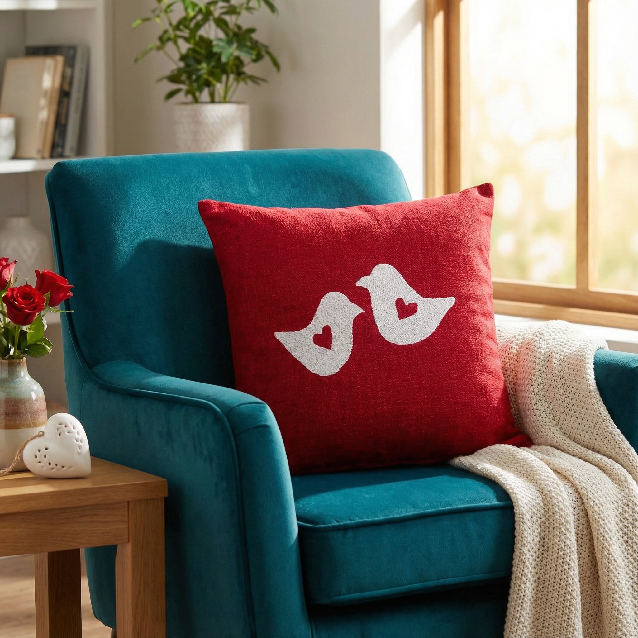 Lovebird- Red Cushion Cover