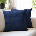 Quilted Velvet Navy Blue Cushion Cover (Pack of 2)