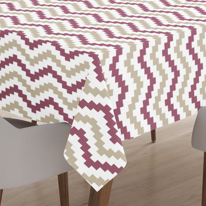 Polyester Chevron Brown Table Cloth (Pack of 1)