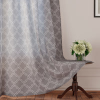Polyester Trellis Grey Curtain (Pack of 2)
