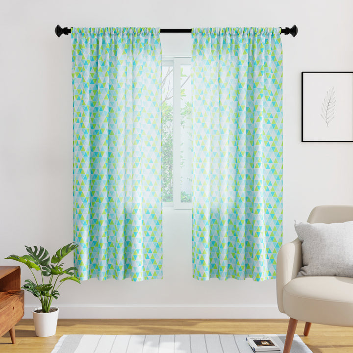 Polyester Triangles Aqua Curtain (Pack of 2)