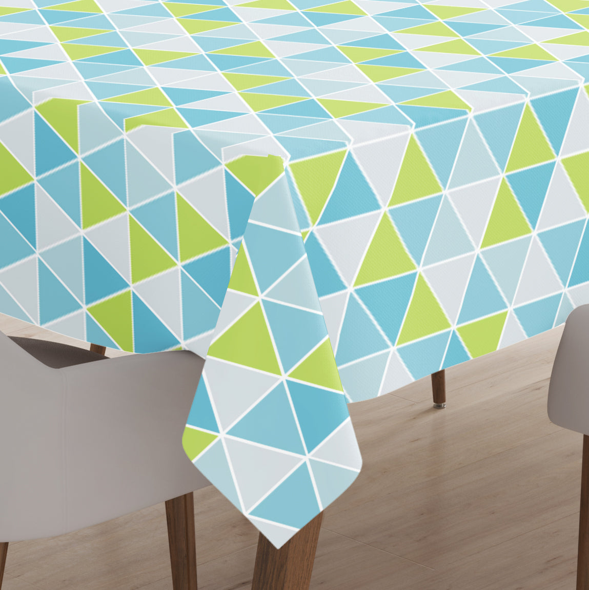 Polyester Big Triangles Aqua Table Cloth (Pack of 1)