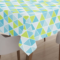 Polyester Big Triangles Aqua Table Cloth (Pack of 1)