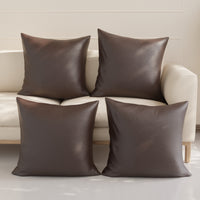PVC Leather Dark Brown Cushion Cover (Pack of 4)