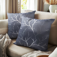 Polyester Blackout Twigs Grey Cushion Cover (Pack of 2)