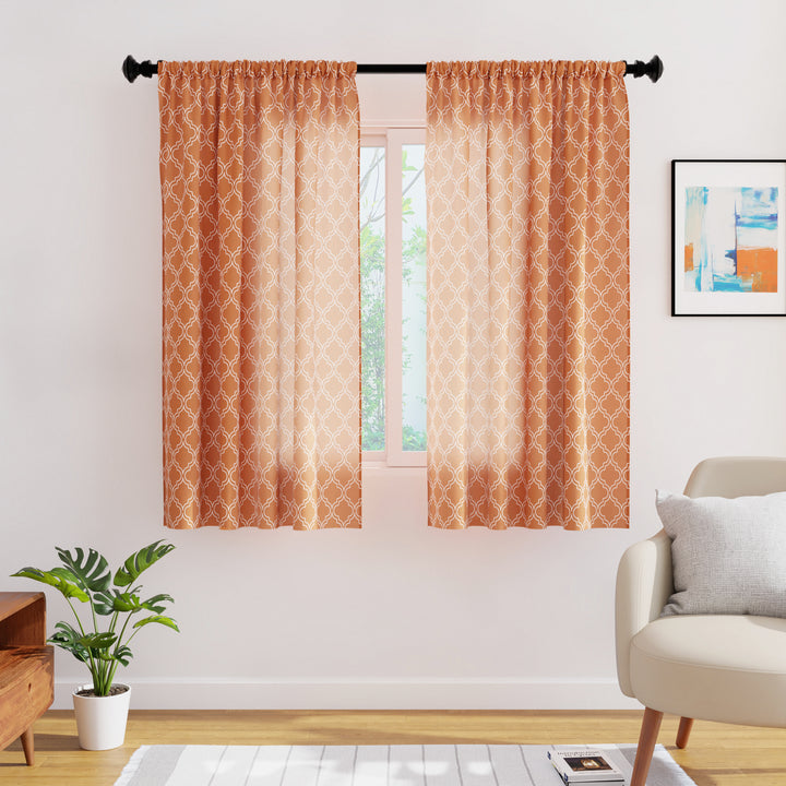 Polyester Trellis Copper Curtain (Pack of 2)