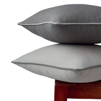 Cotton Light Grey with Grey Cushion Cover (Pack of 2)