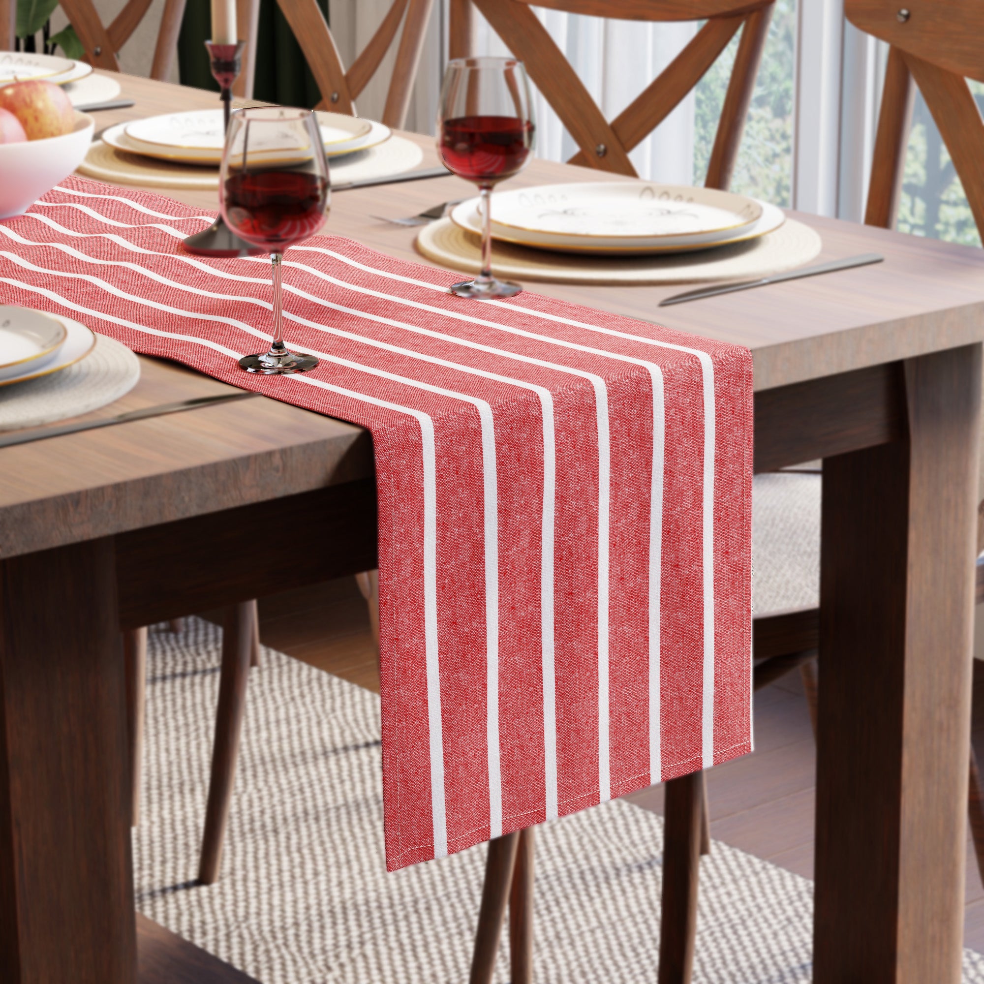 RC Yarn-Dyed Roma Red Stripes Table Runner (Pack of 1)