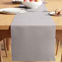 Ribbed Cotton Light Grey Table Runner (Pack of 1)