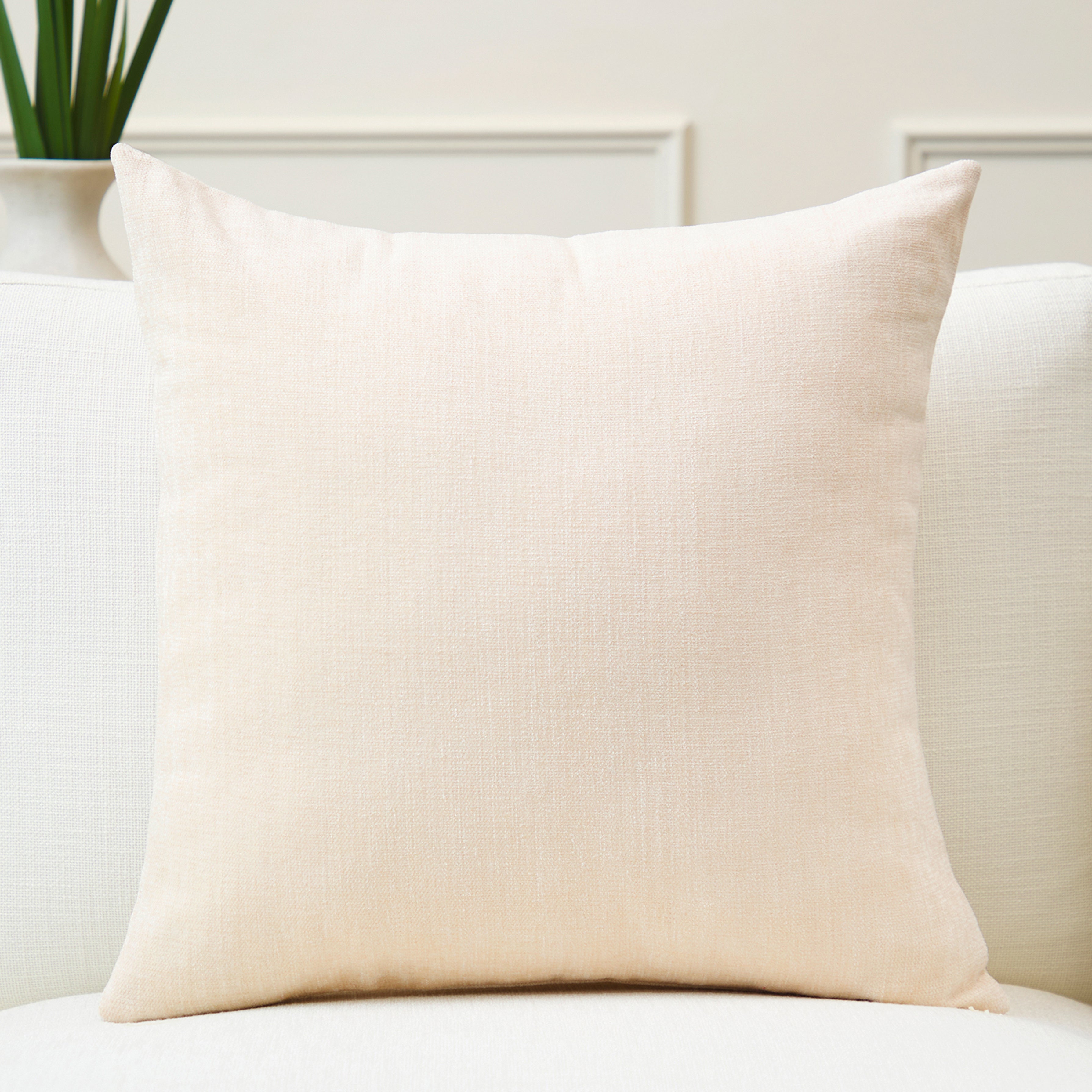 Chenille Solid Natural Cushion Cover (Pack of 1)