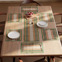 Madur Kathi Green Table Runner+Placemat (Pack of 7)