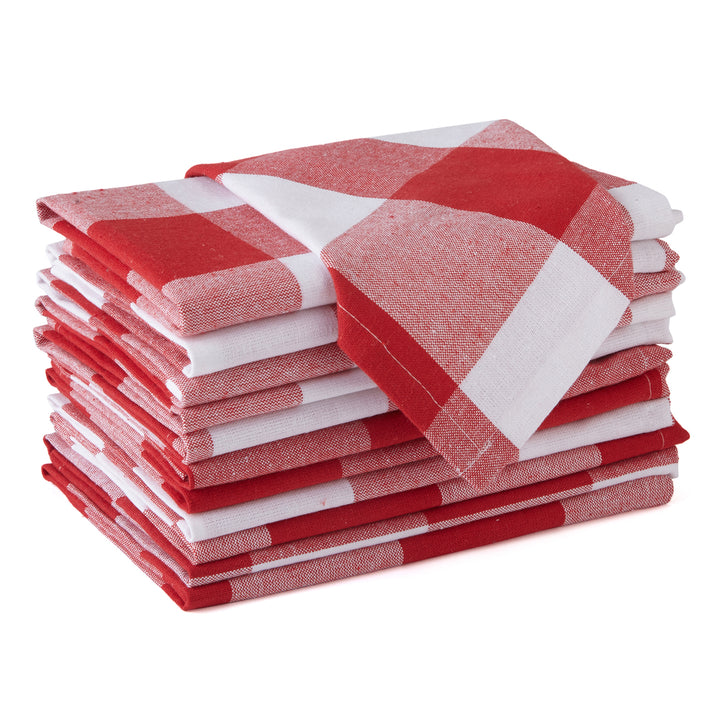 Cotton Buffalo Red Checks Table Napkins (Pack of 12)