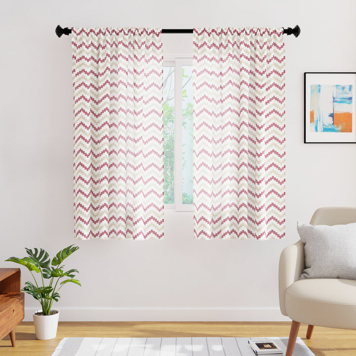 Polyester Chevron Brown Curtain (Pack of 2)