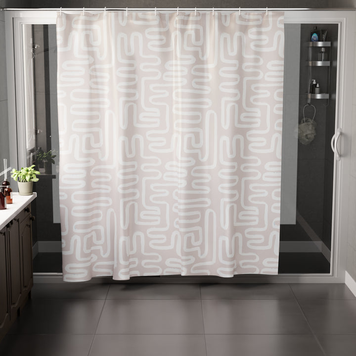 Polyester Boho Maze Beige Shower Curtain (Pack of 1)