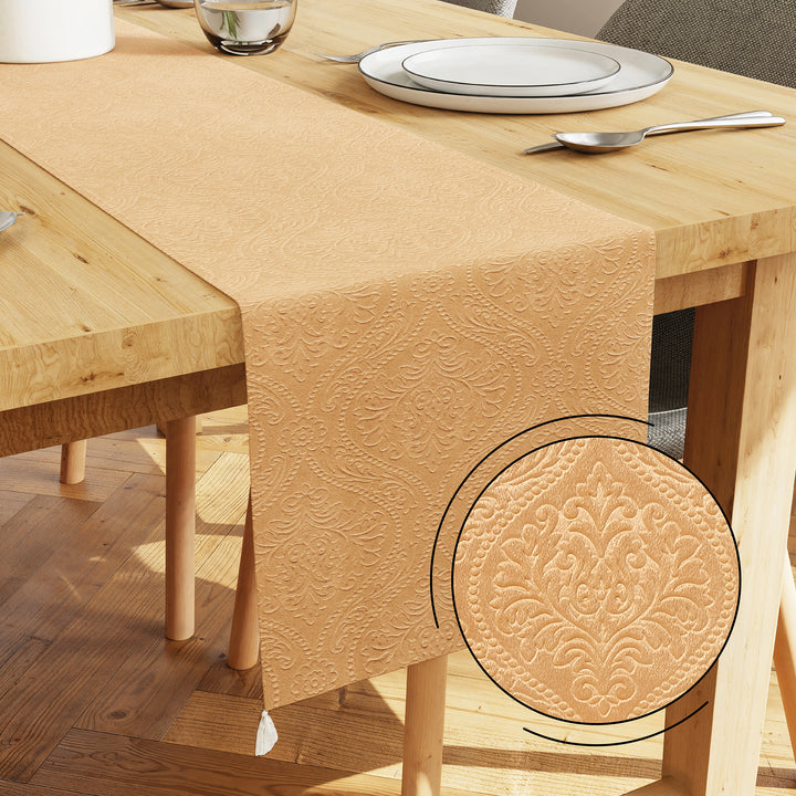 Embossed Velvet Gold Table Runner