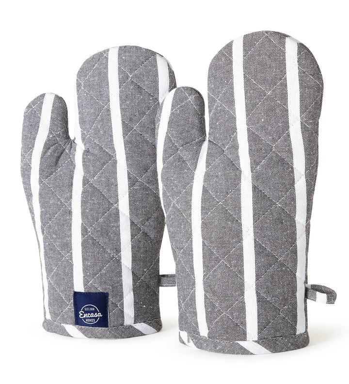 Cotton Roma Grey Stripes Oven Gloves (Pack of 2)