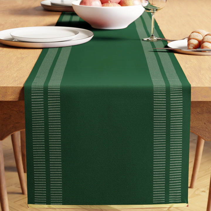Cotton Ladder Dk Green Table Runner (Pack of 1)