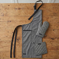 Cotton Grey Apron + Oven Glove + Pot Holder (Pack of 3)