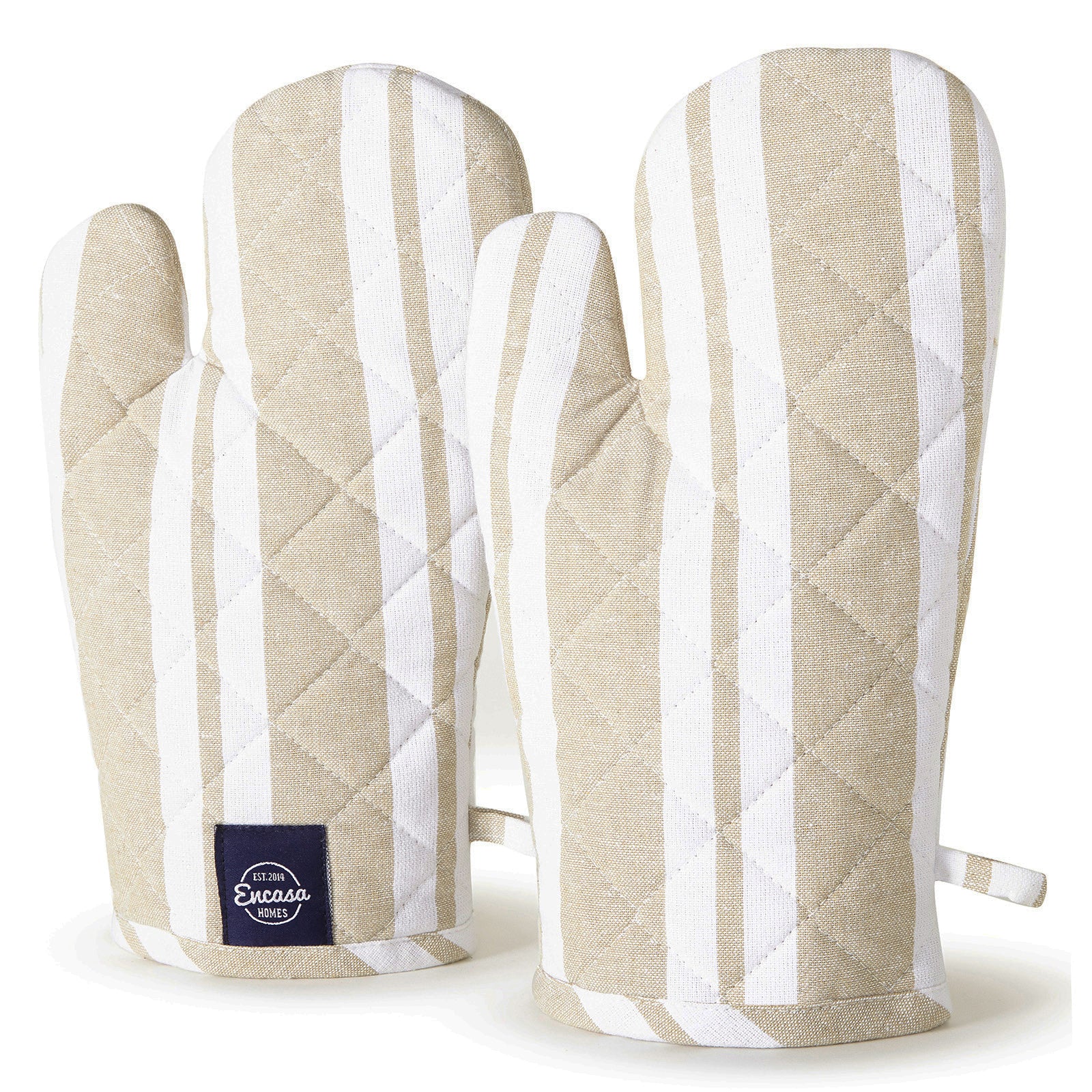 Cotton Franca Beige Stripes Oven Gloves (Pack of 2)