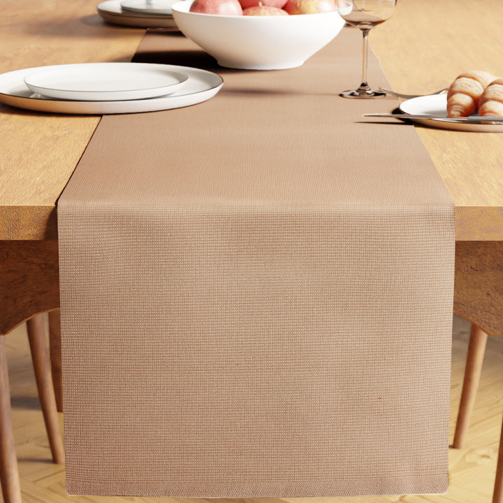 Ribbed Cotton Solid Beige Table Runner (Pack of 1)