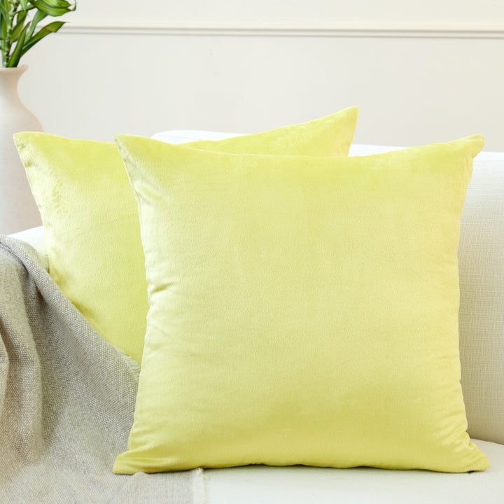 Velvet Pale Lime Cushion Cover (Pack of 2)