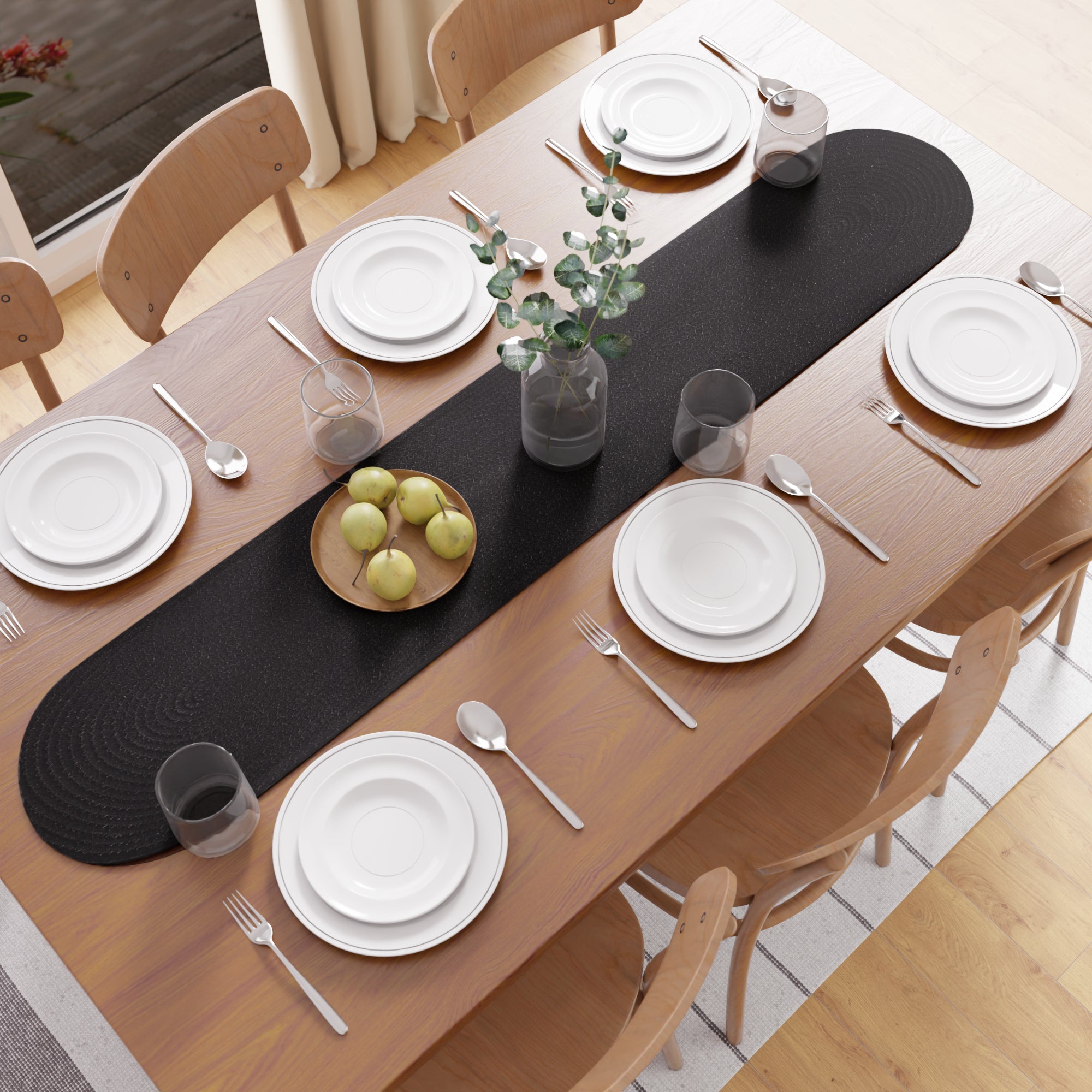 Cotton Black Table Runner (Pack of 1)