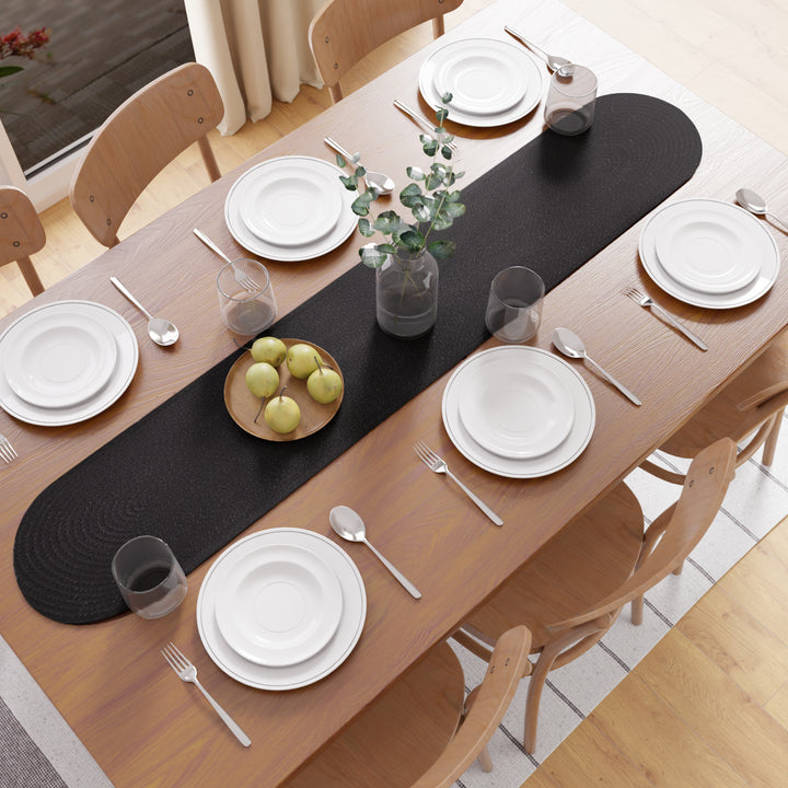 Cotton Black Table Runner (Pack of 1)