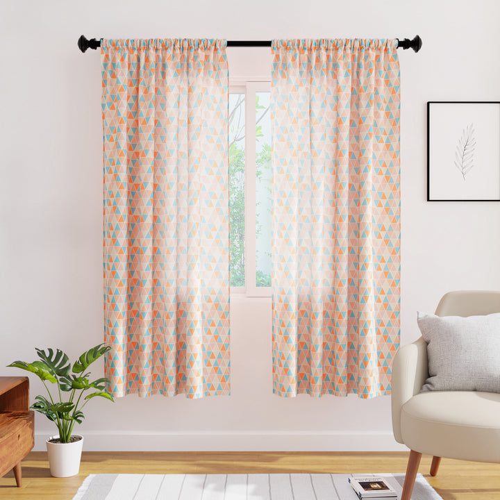 Polyester Triangles Apricot Curtain (Pack of 2)