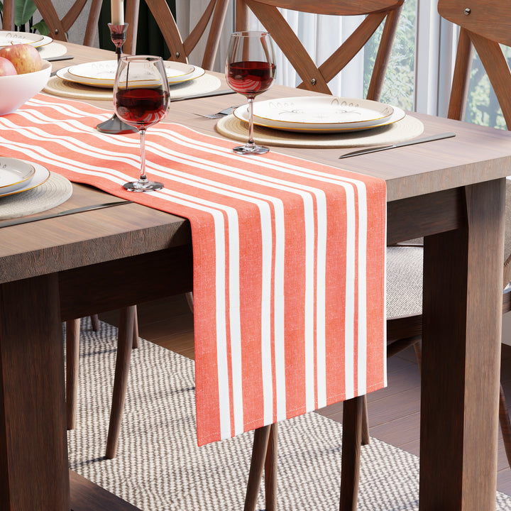 RC Yarn-Dyed Franca Orange Stripes Table Runner (Pack of 1)