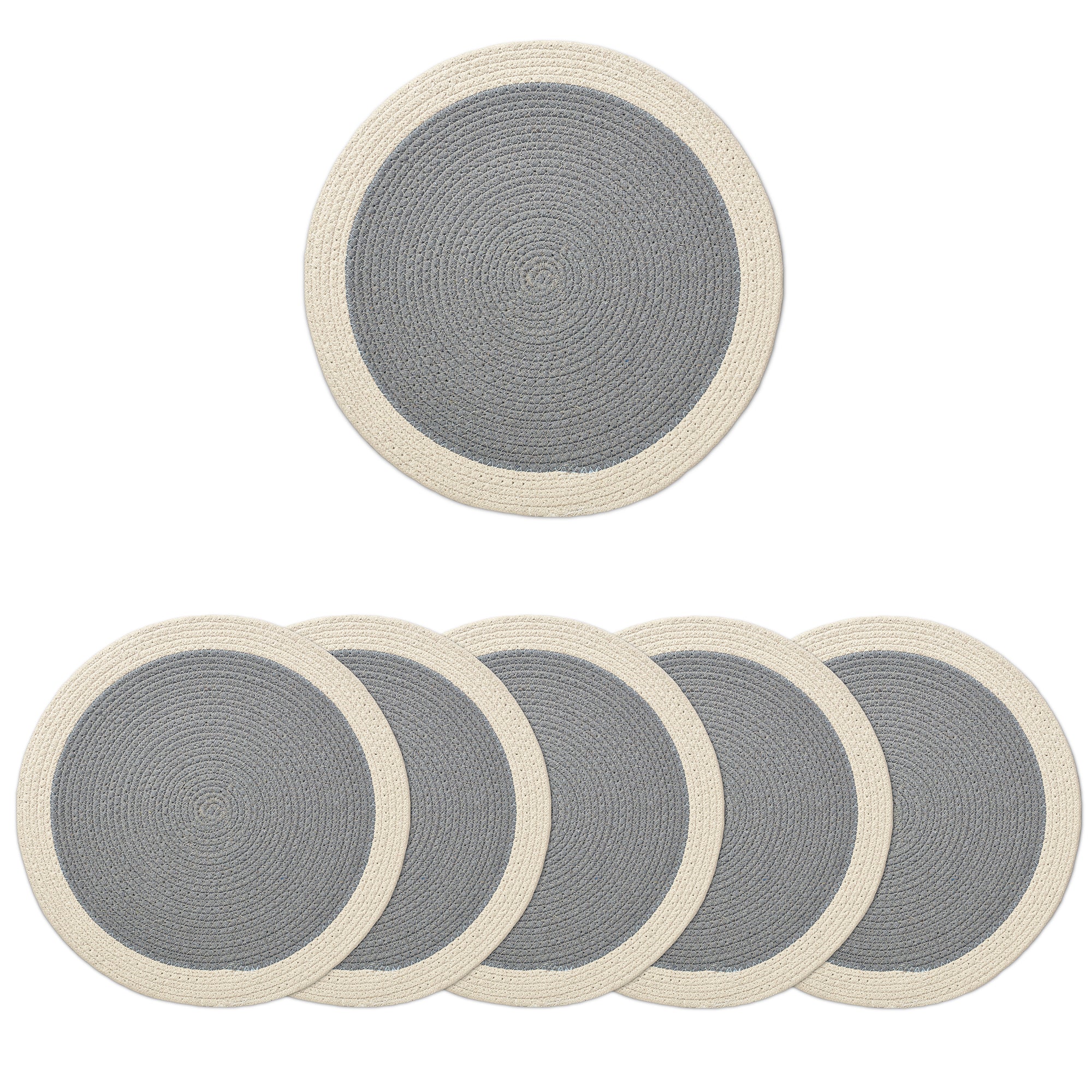 Cotton Light Grey & Off White Placemat (Pack of 6)