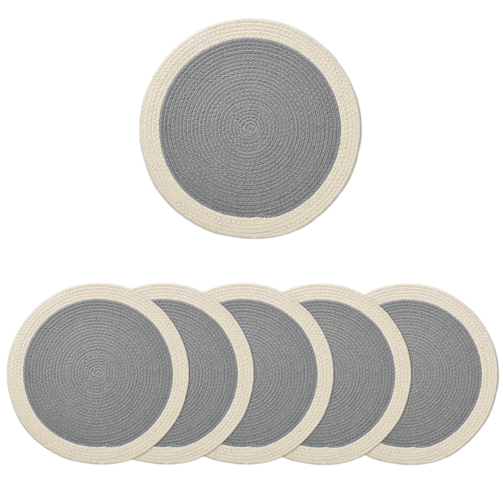 Cotton Light Grey & Off White Placemat (Pack of 6)