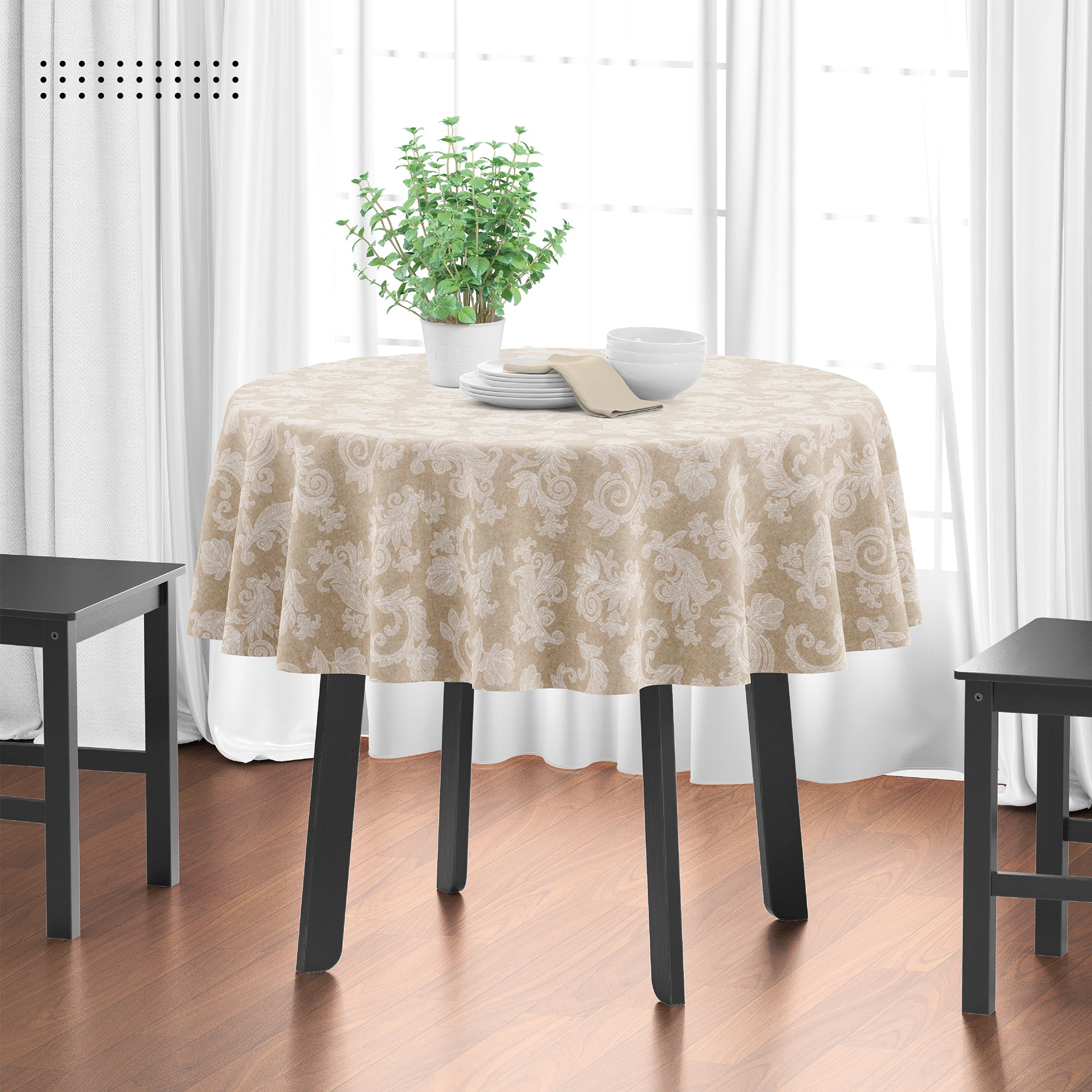 Cotton chambray Beige Table Cloth (Pack of 1)