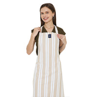 Cotton Franca Beige Stripes Apron (Pack of 1)