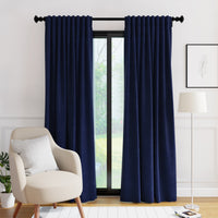 Embossed Velvet Navy Blue Curtain