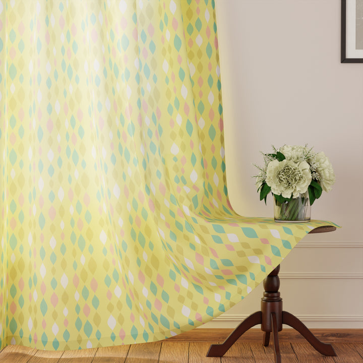 Polyester Teardrops Lemon Curtain (Pack of 2)