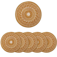 Cotton Mustard Mandala Print Placemat (Pack of 6)