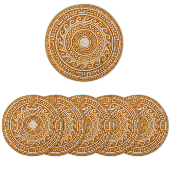 Cotton Mustard Mandala Print Placemat (Pack of 6)