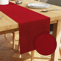 Embossed Velvet Red Table Runner
