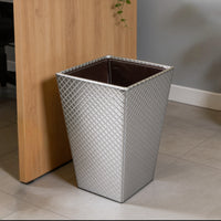 PU-Leather Silver Leather Dustbin