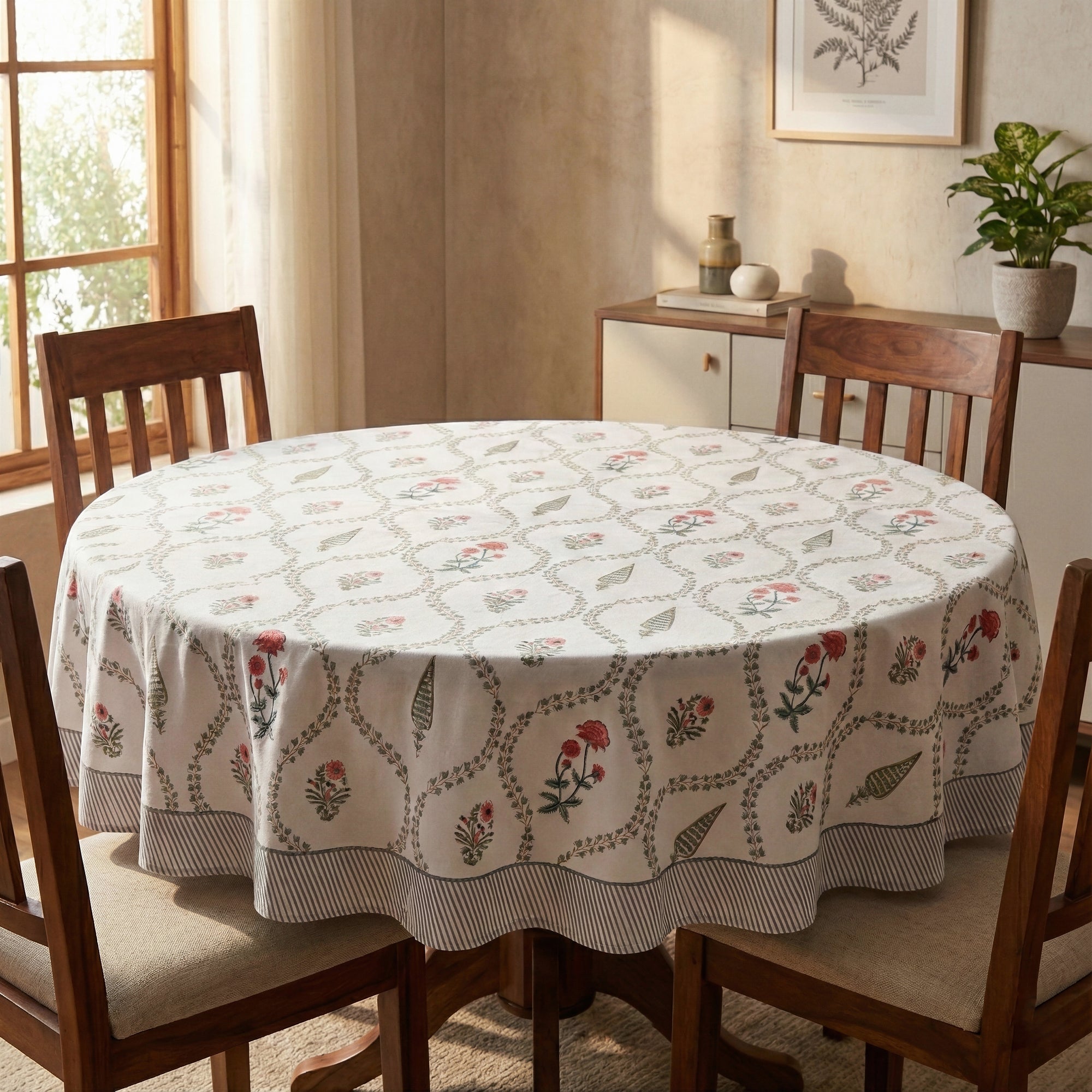 Jaipuri Hand block Print Cotton Swiss Tablecloth