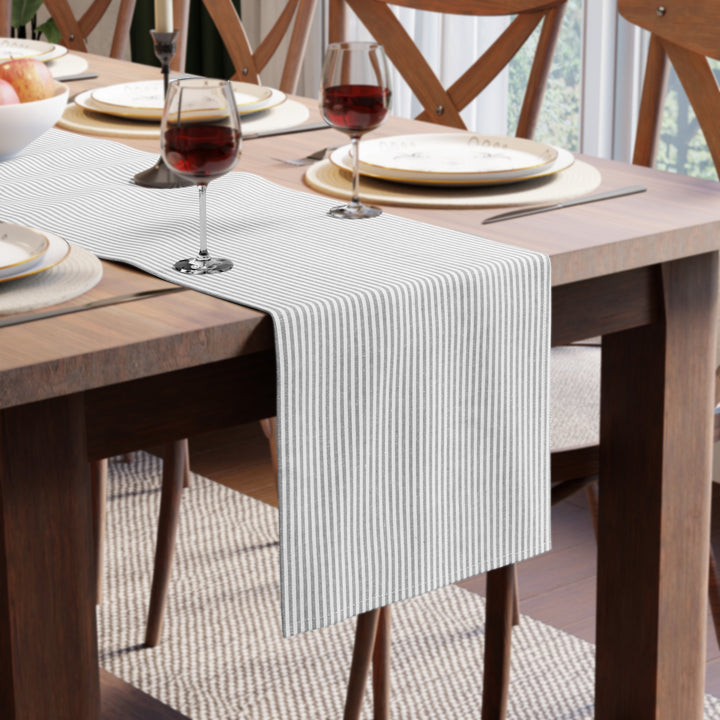 Cotton Ticking Black Table Runner (Pack of 1)