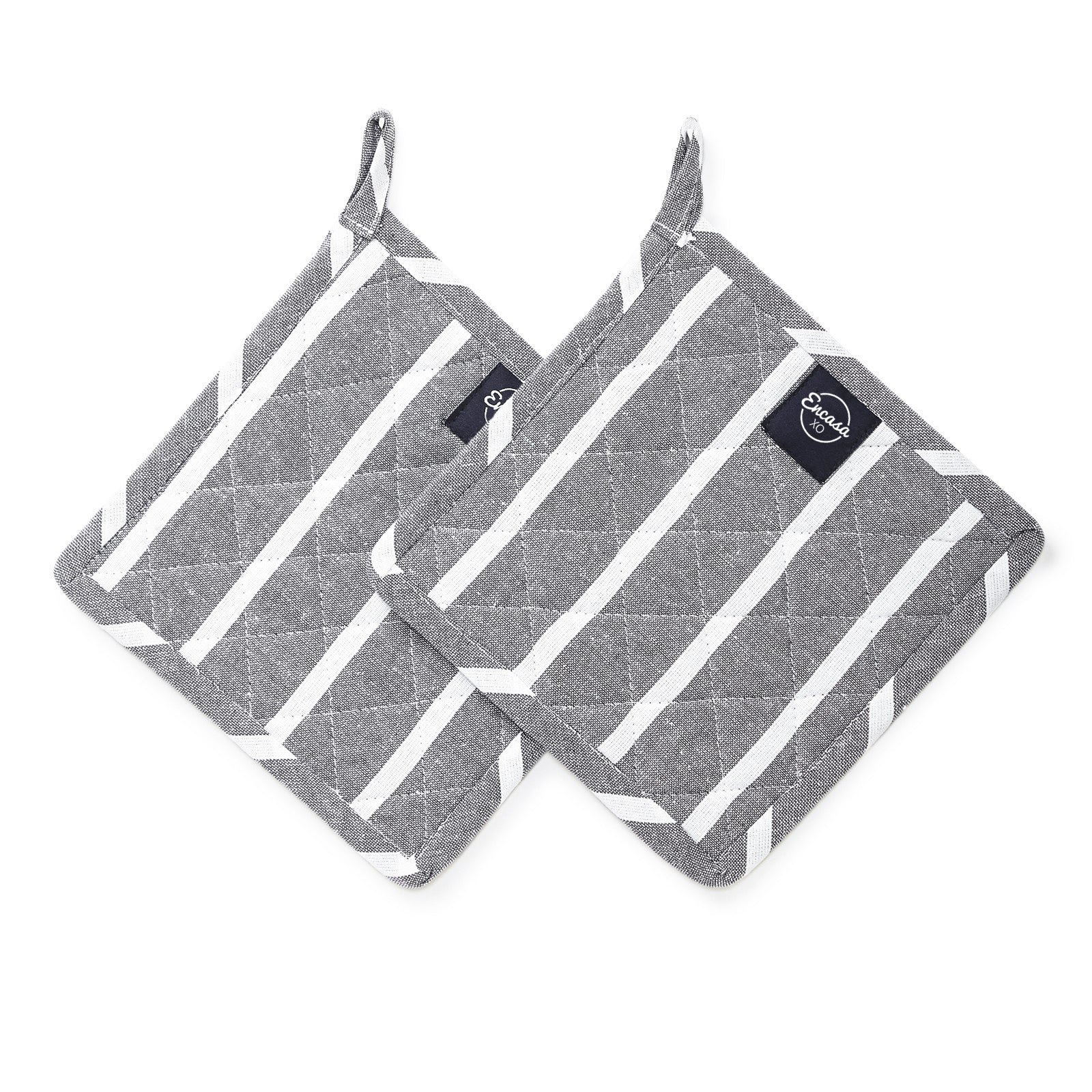 Cotton Roma Grey Stripes Pot Holders (Pack of 2)