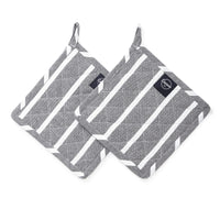 Cotton Roma Grey Stripes Pot Holders (Pack of 2)