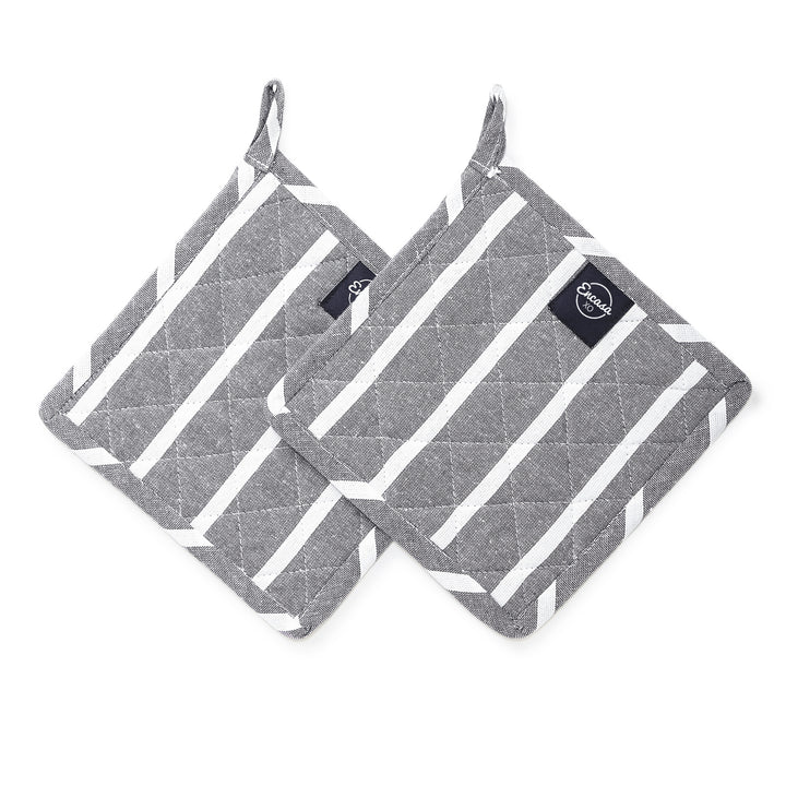 Cotton Roma Grey Stripes Pot Holders (Pack of 2)